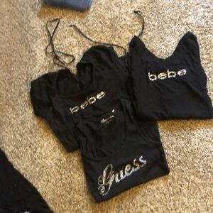 2 Bebe shirts 1 guess tank top
